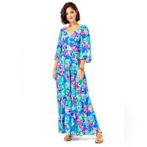 NWT Lilly Pulitzer Rease Maxi Dress Pundy Blue Isle Be Back